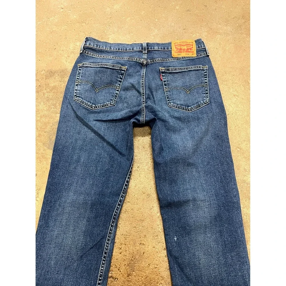 Levi's 514 Straight Leg Jeans Mens 34x30 Blue Denim‎ Cotton Stretch Mid Rise